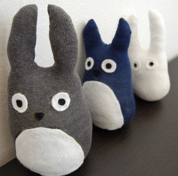 recycling old socks, Totoro, CutandKeep
