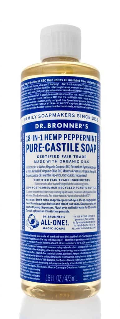 Homemade shampoo without Castile soap, Dr Bronner's Castile Soap peppermint