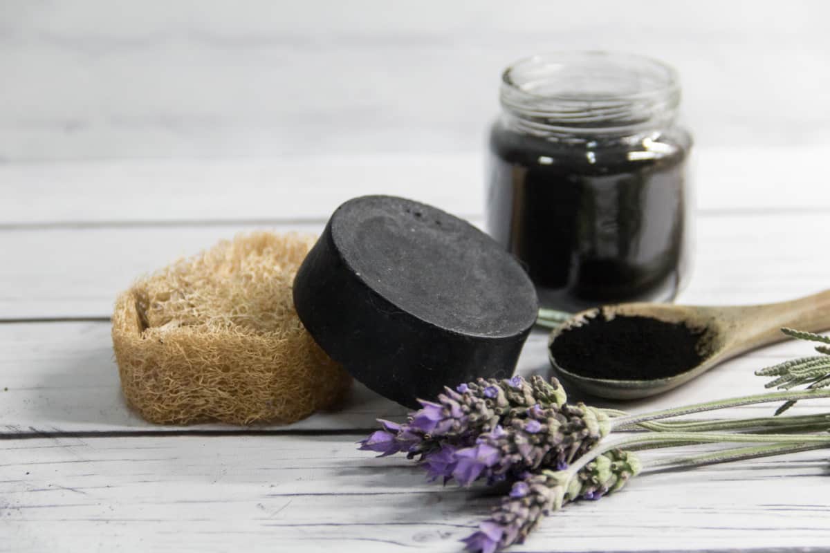 Charcoal soap benefits, charcoal soap bar and powdered charcoal