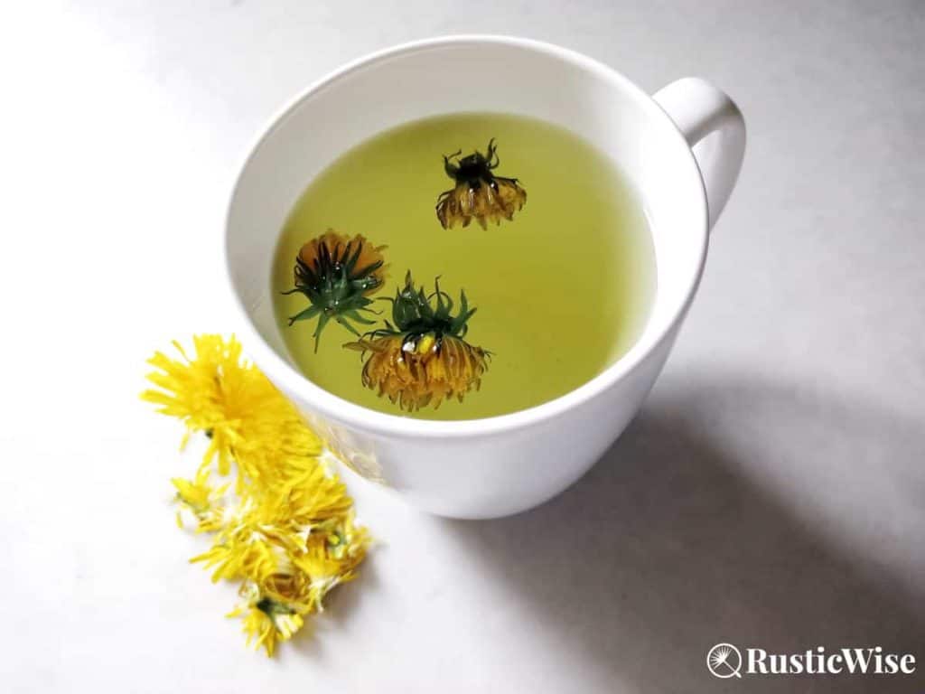 RusticWise, dandelion flower recipe, dandelion flower tea
