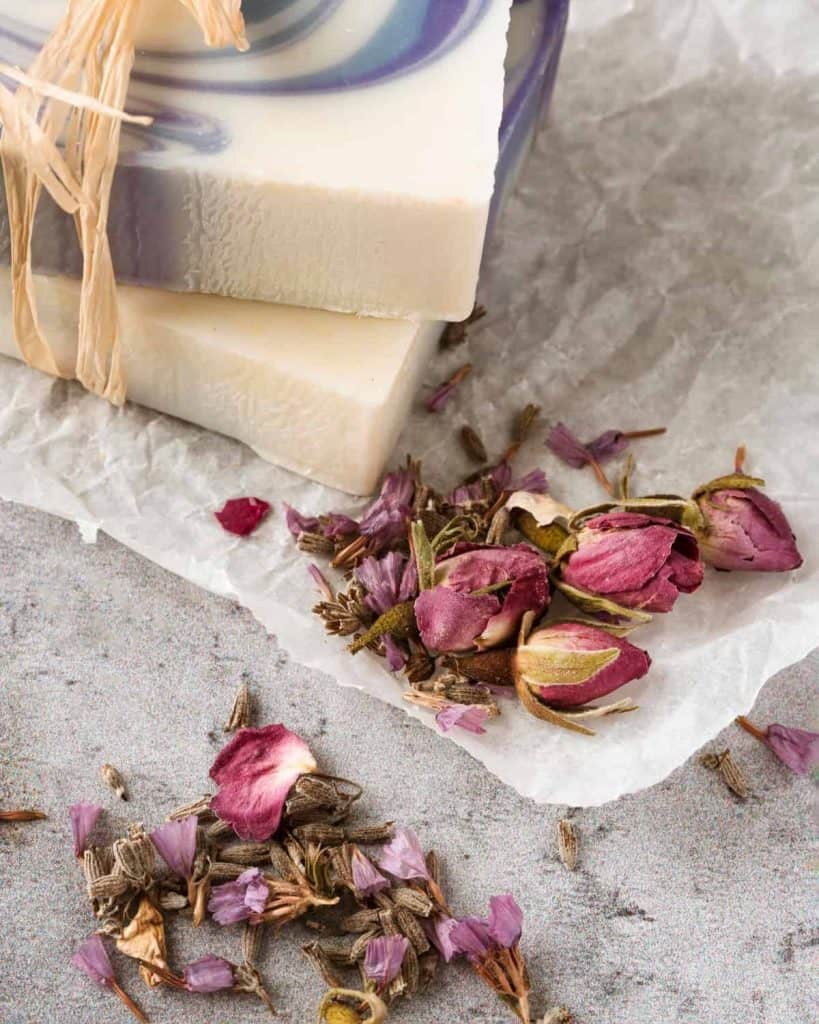 best soap making books, homemade soap with flower petals