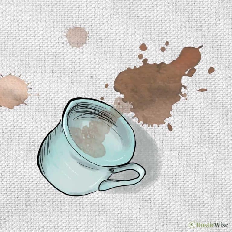 RusticWise, how to get tea stains out of carpet, illustration of tea cup spill