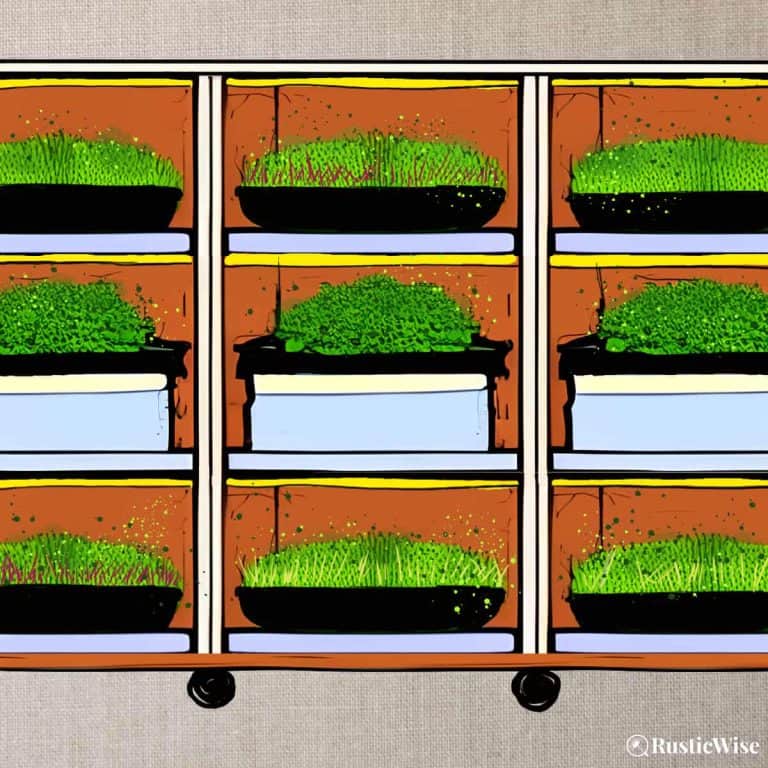 RusticWise, microgreens rack illustration