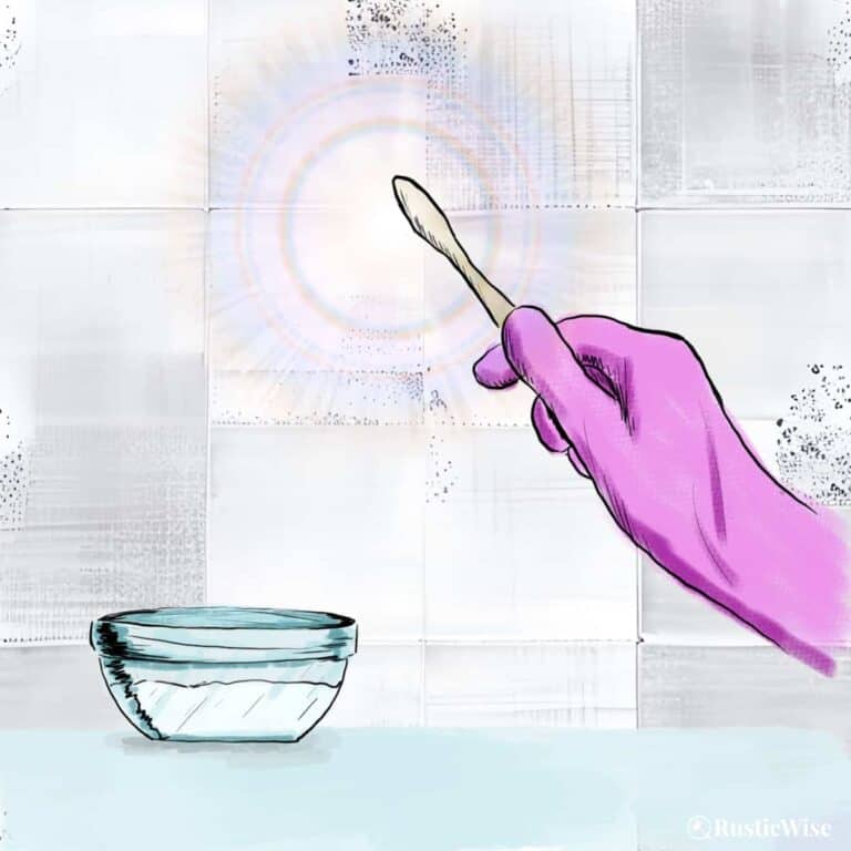 RusticWise, best way to clean a tile shower, illustration of toothbrush cleaning grout