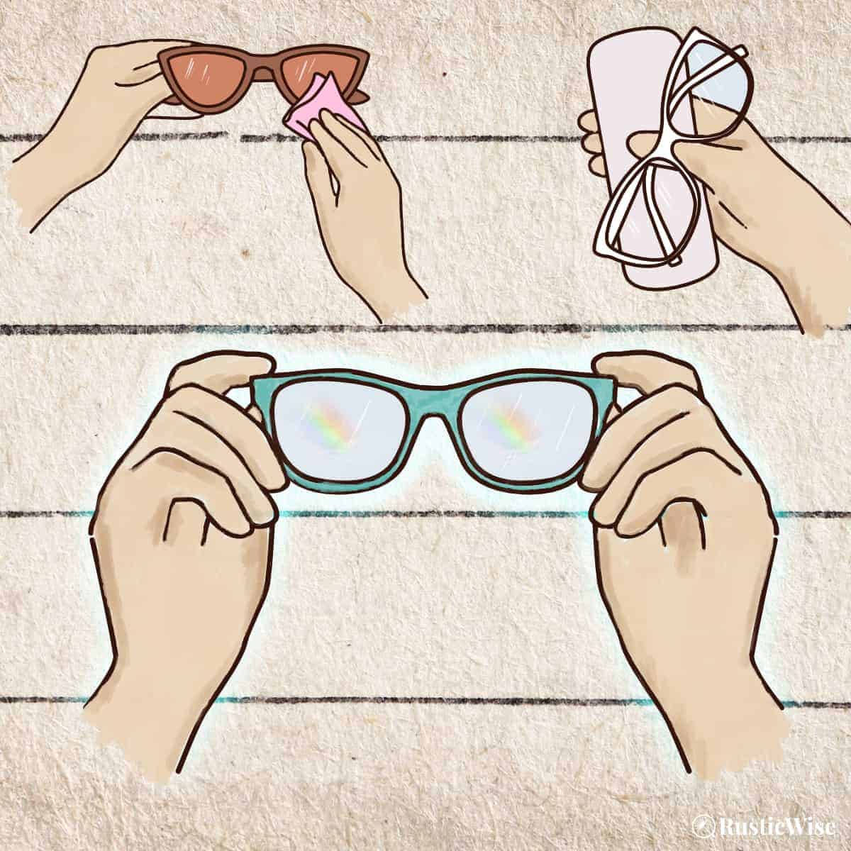 RusticWise, how to keep your eyeglasses clean, illustration