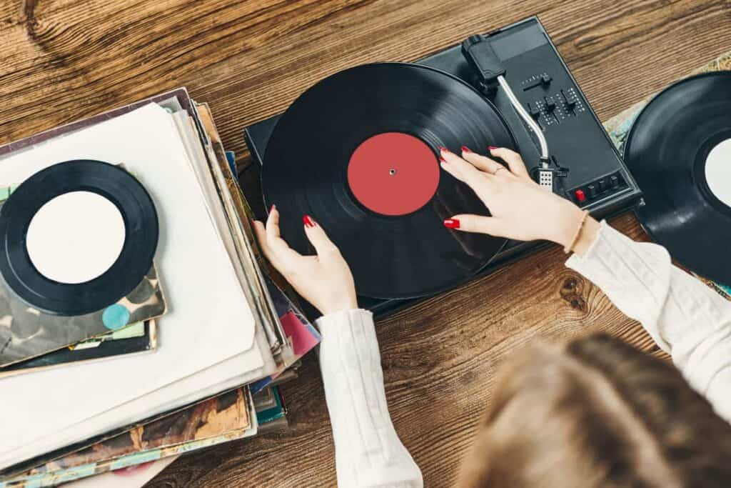 how to clean 78 records, woman playing record