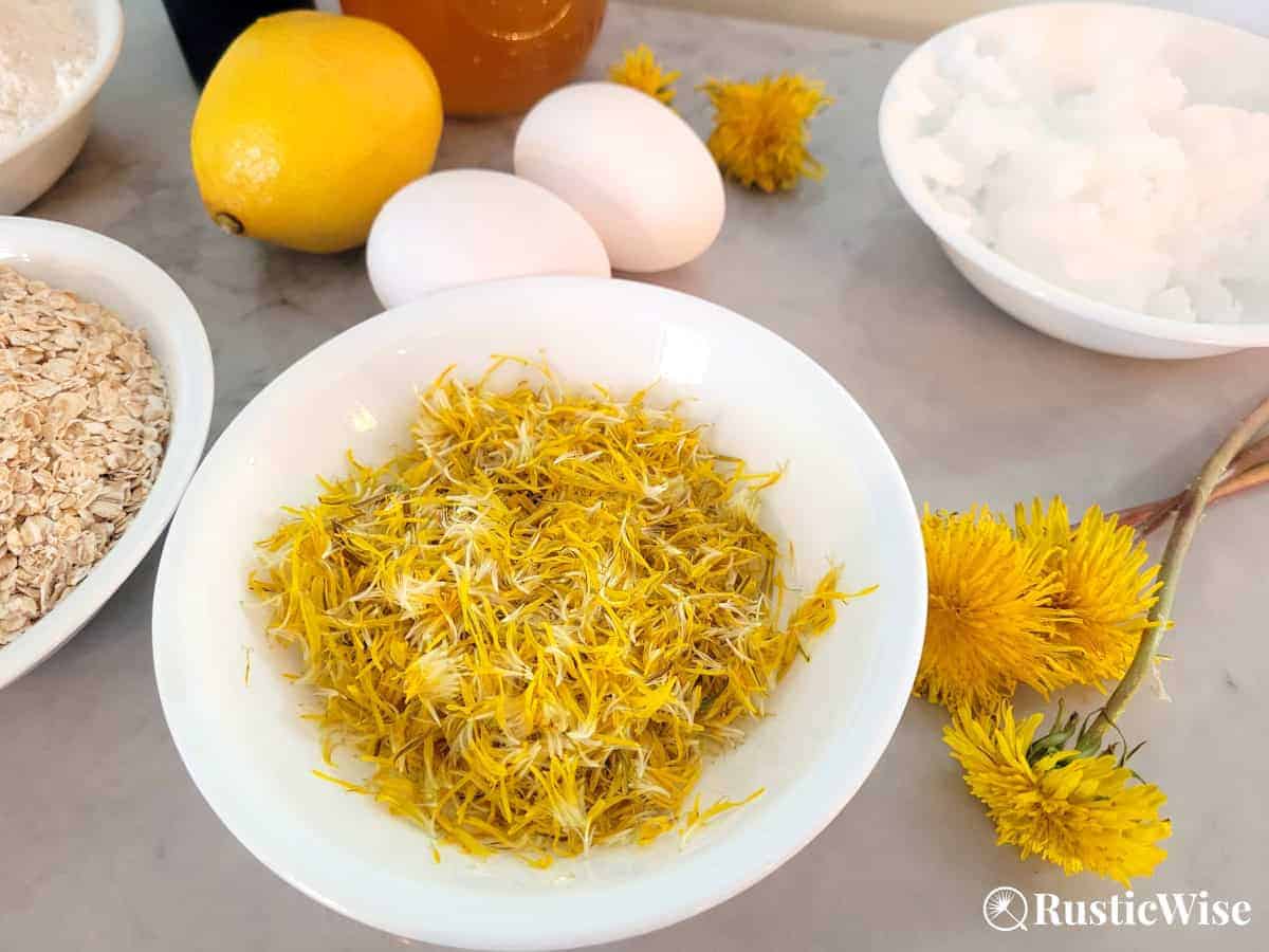 RusticWise, dandelion cookie recipe, flower petals